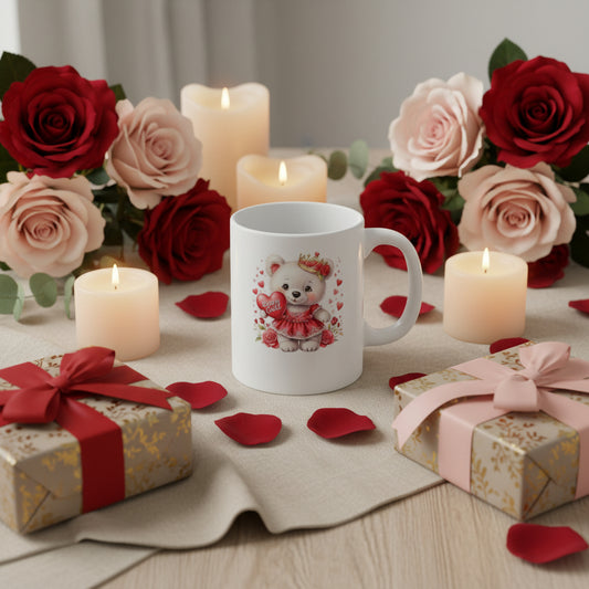 Beary Cute Valentine's Day Princess Mug - 11oz Ceramic Coffee Cup