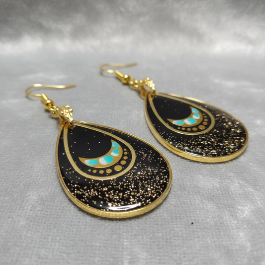 Celestial Moon Phase Earrings - Velvet Side Angle