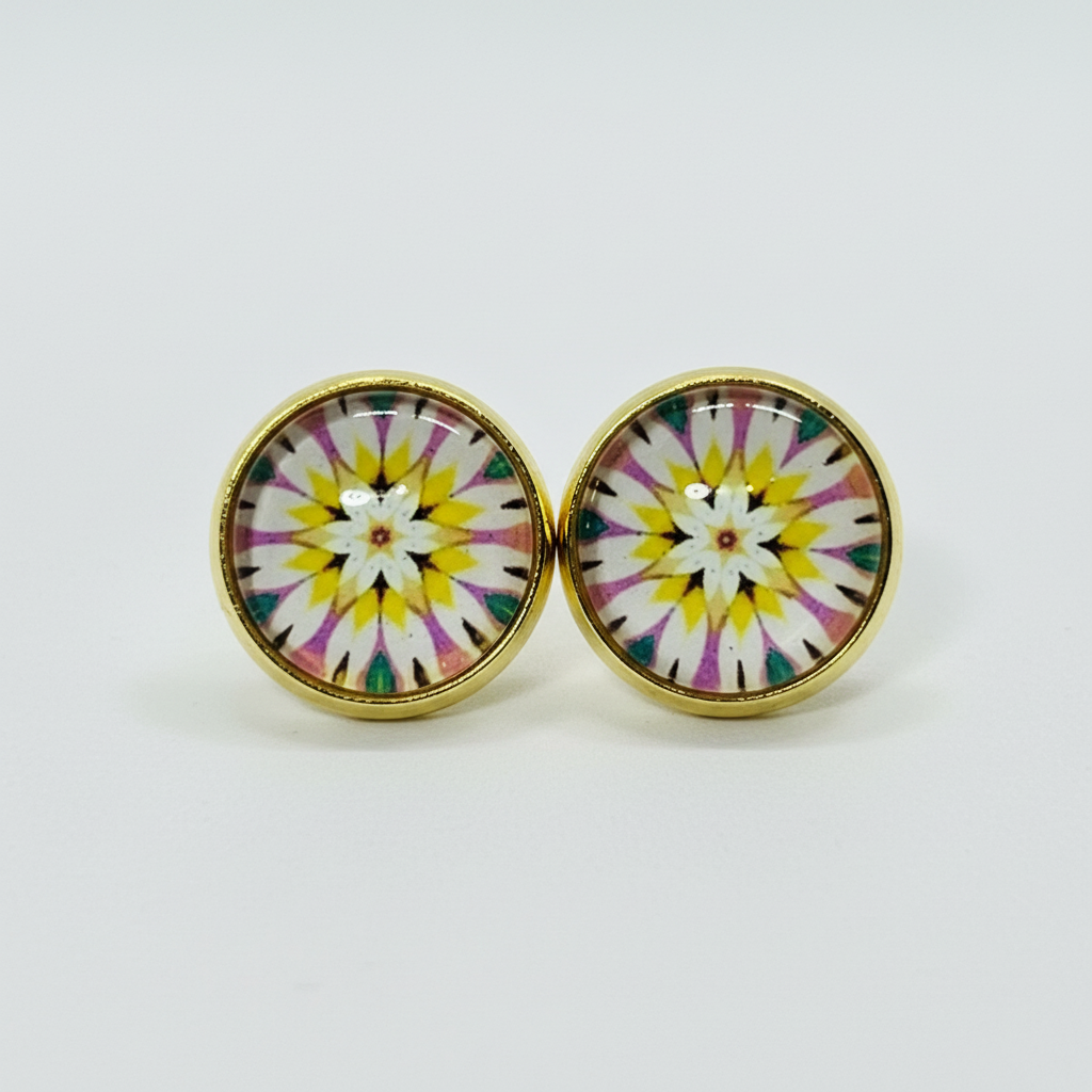 Daisy Starburst Stud Earrings - Clean No Reflection