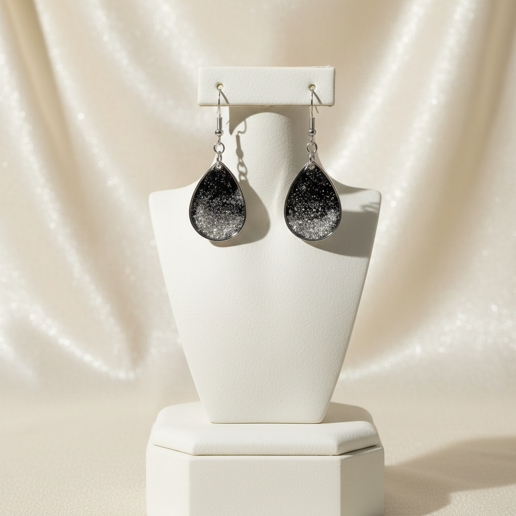 Earrings on elegant display stand