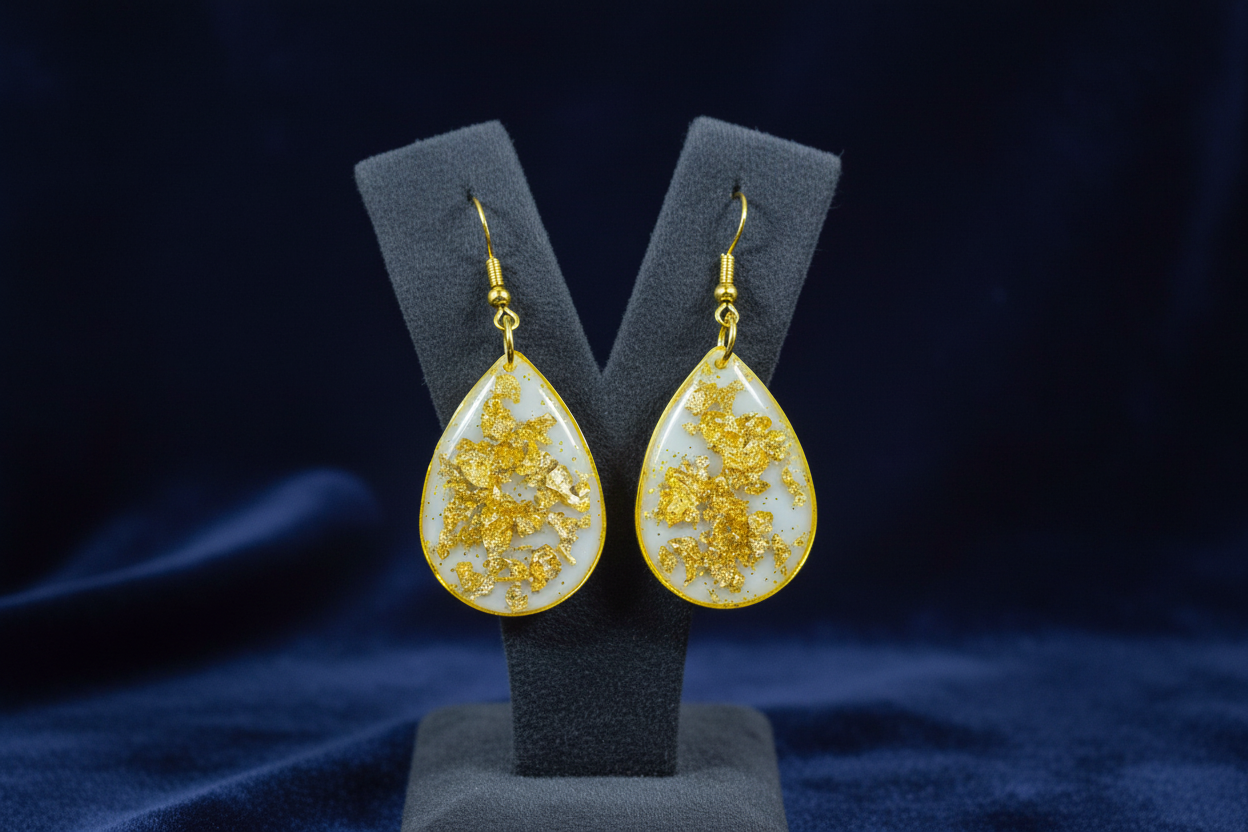 Earrings on rich velvet display