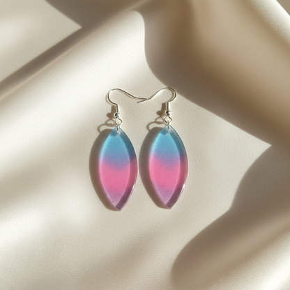 Cotton Candy Sky Pastel Earrings - front view on silk