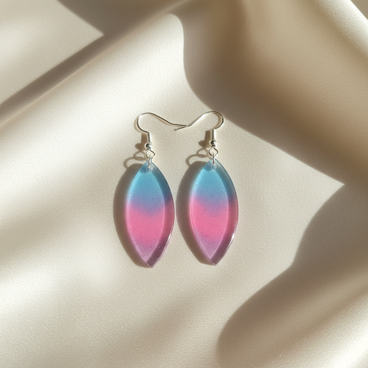 Cotton Candy Sky Pastel Earrings - front view on silk