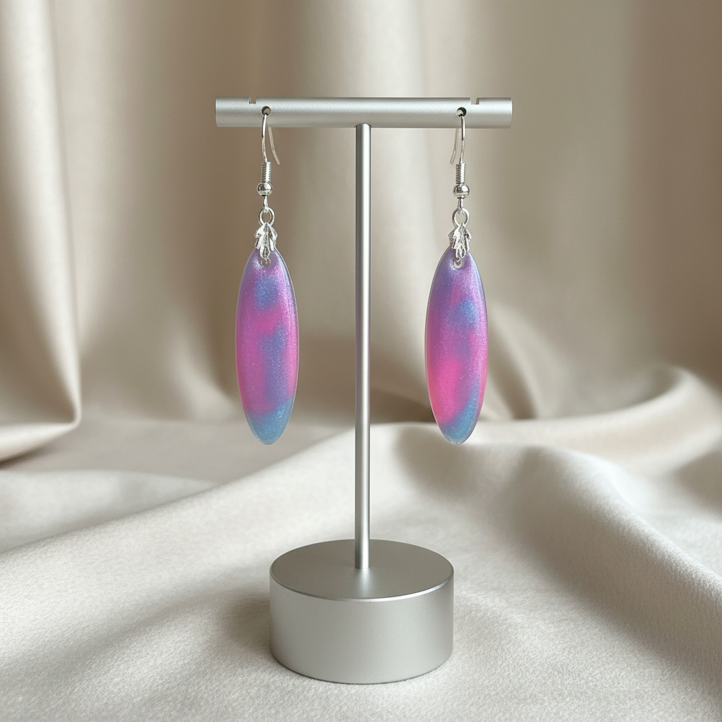 Sunset Dreams Pastel Earrings - hanging on stand