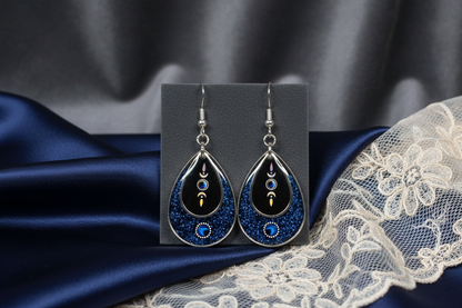 Celestial Moon Phase Resin Earrings - Front View