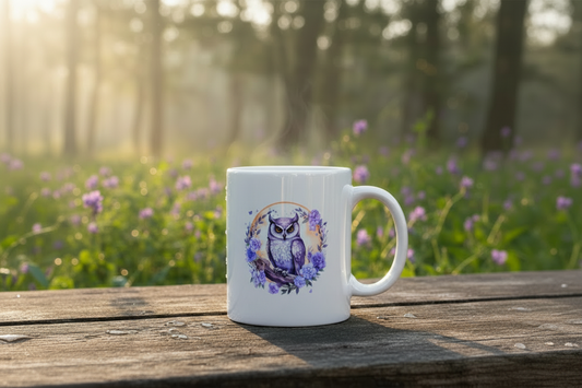 Moonlit Owl Wreath Mug in Nature