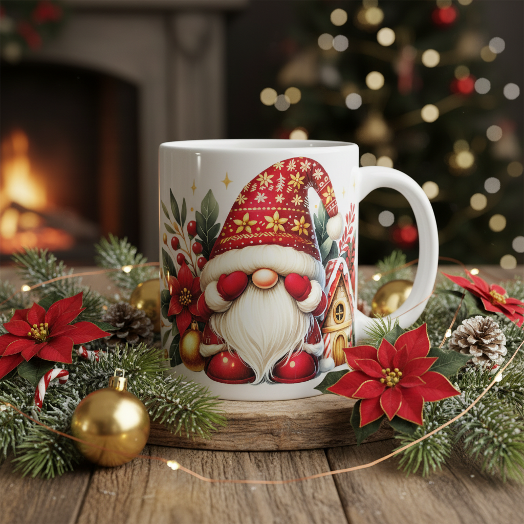 Ornate Gnome with Cottage - Holiday Setting