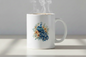 Peacock with peach florals mug mockup