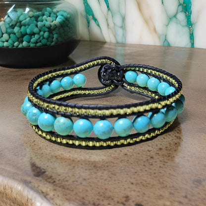 Turquoise and Leather Cuff Bracelet