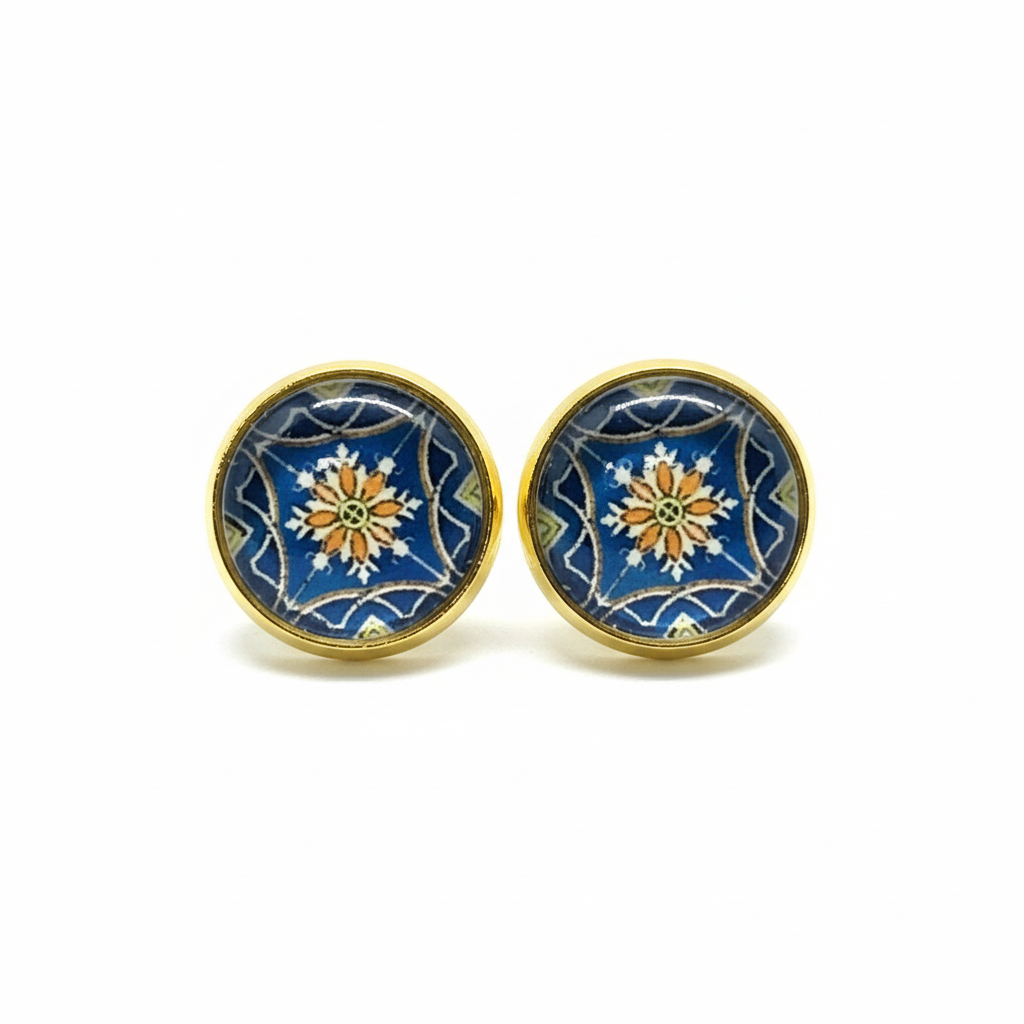 Portuguese Tile Stud Earrings - Clean Retry