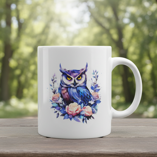 Purple Owl Rose Mug Mockup