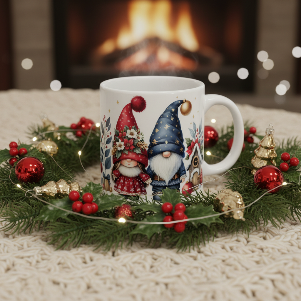 Two Gnomes with Cottage - Cozy Holiday Setting