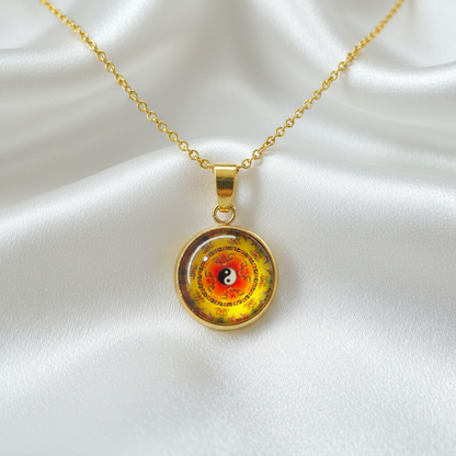 Yin Yang Mandala Pendant - White Satin Hero Shot